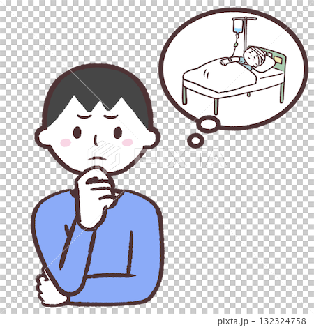 入院を心配する男性のイラスト 132324758