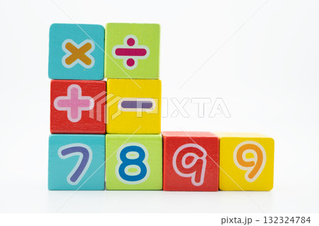 Number wood block cubes for learning Mathematic, education math. Number wood block cubes for learning Mathematic, education math. 132324784