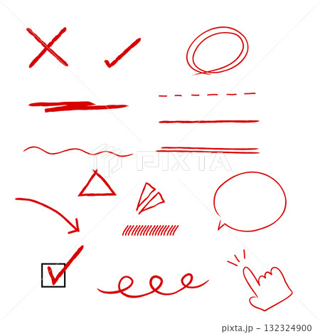 赤い手描きのマーカー風イラスト 赤い手描きのマーカー風イラスト 132324900