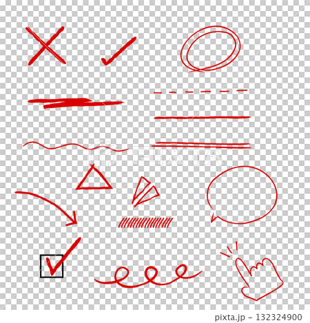 赤い手描きのマーカー風イラスト 赤い手描きのマーカー風イラスト 132324900