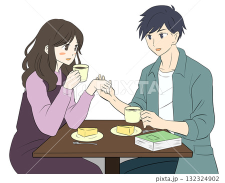 カフェでデートするカップル カフェでデートするカップル 132324902