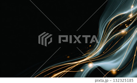 Flowing lines of light abstract AI concept, glowing energy, dynamic movement, dark background Flowing lines of light abstract AI concept, glowing energy, dynamic movement, dark background 132325185