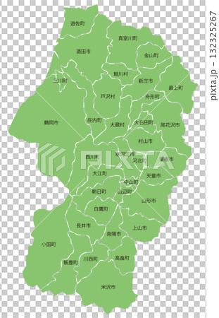 山形県地図 市町村名あり 山形県地図 市町村名あり 132325267