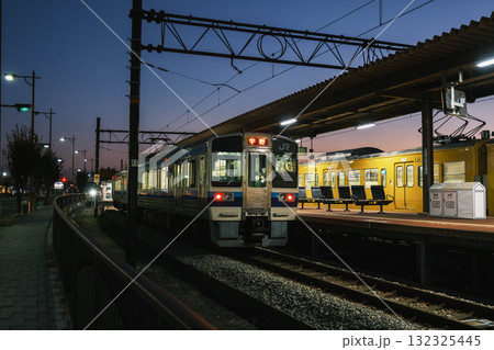 [岡山県宇野エリア]田舎町の夜の駅 132325445