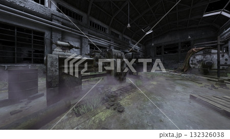 廃墟の荒れた室内 132326038
