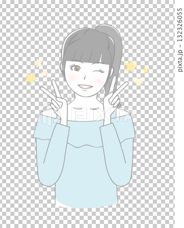 做和平標誌的女孩 132326055