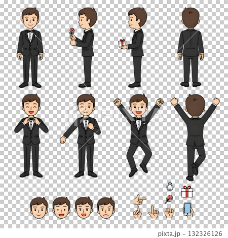 Set of Groom Character. illustration design 132326126