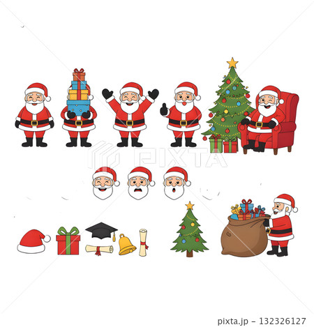 Set of Santa Claus character. illustration design Set of Santa Claus character. illustration design 132326127