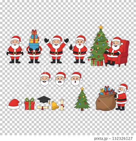 Set of Santa Claus character. illustration design Set of Santa Claus character. illustration design 132326127