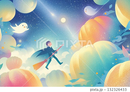 かぼちゃの空を飛ぶ魔法使い かぼちゃの空を飛ぶ魔法使い 132326433
