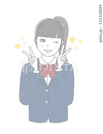 ピースサインをする女の子 ピースサインをする女の子 132326684
