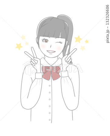 ピースサインをする女の子 ピースサインをする女の子 132326686