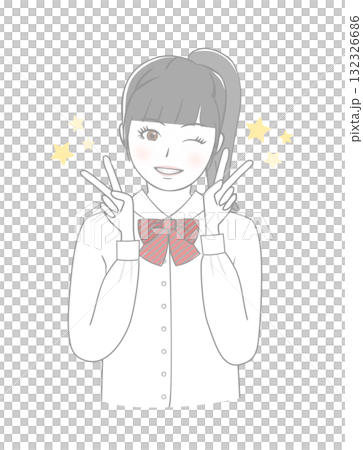 ピースサインをする女の子 ピースサインをする女の子 132326686