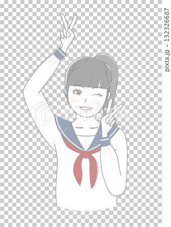 做和平標誌的女孩 132326687
