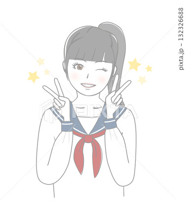 ピースサインをする女の子 ピースサインをする女の子 132326688