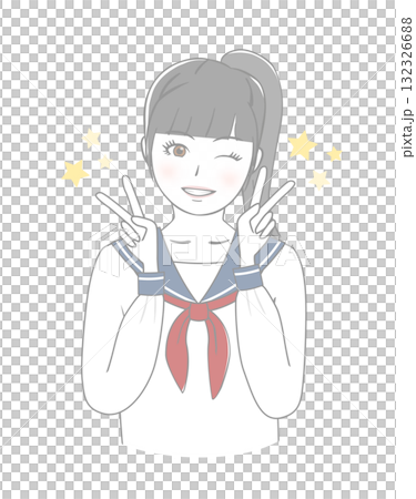 ピースサインをする女の子 ピースサインをする女の子 132326688