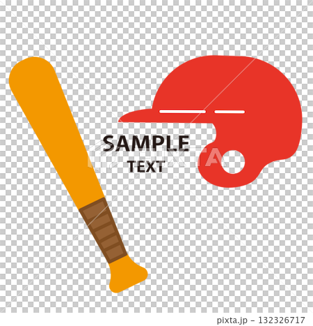 野球バットとヘルメットのイラスト装飾素材 132326717