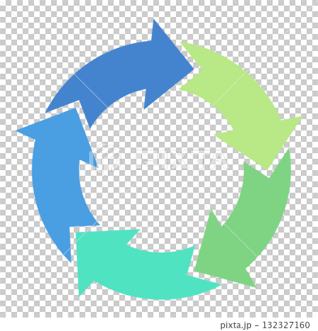 五個圓形箭頭（循環箭頭） - 冷色 - 向量插圖 - 單品 132327160