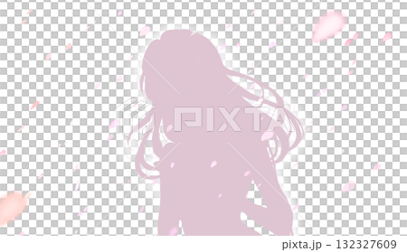 外出的女人春天的形象櫻花暴風雪剪影 外出的女人春天的形象櫻花暴風雪剪影 132327609