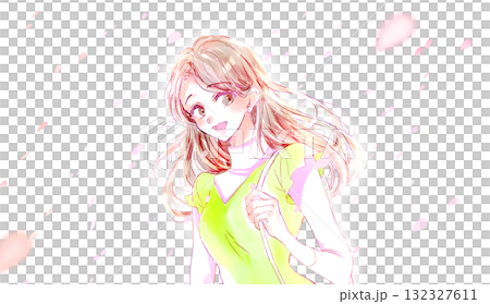 外出的女人春天圖像櫻花暴風雪 132327611