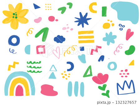 カラフルな抽象的な水彩のイラストのセット カラフルな抽象的な水彩のイラストのセット 132327657