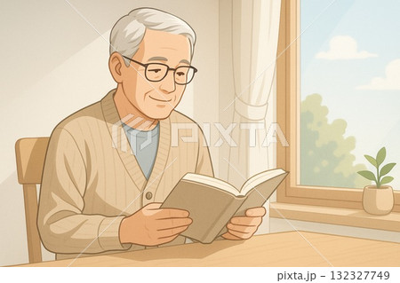 読書で脳を活性化する高齢者 読書で脳を活性化する高齢者 132327749