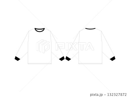 Ringer T-shirt Long Sleeves Template 132327872