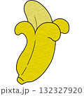 Peeled banana with a yellow peel 132327920