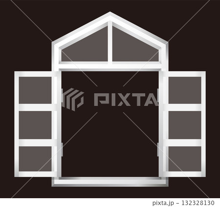 白い窓のイラスト素材。扉が開いている状態。ベクターイラスト。 白い窓のイラスト素材。扉が開いている状態。ベクターイラスト。 132328130