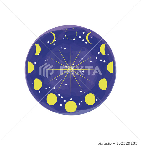 月の満ち欠けのイラスト 132329185