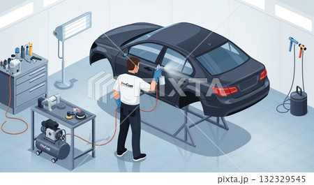 車の塗装！プロの技術で完璧な仕上がり 132329545