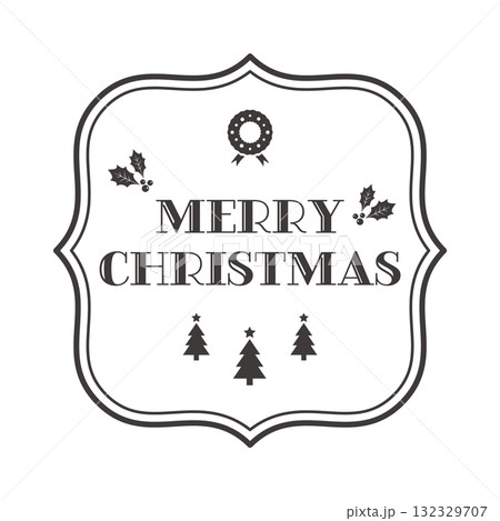 おしゃれなクラシックフレームのクリスマスカードデザイン 132329707