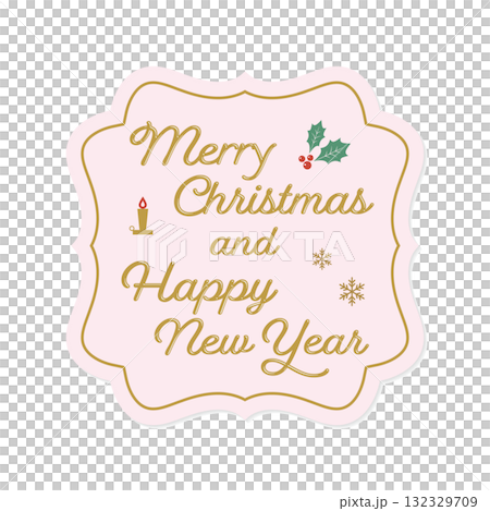 Cute pink classic frame Christmas card 132329709