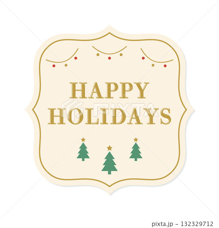 シンプルなクリスマスツリーとクラシックフレームのカードデザイン シンプルなクリスマスツリーとクラシックフレームのカードデザイン 132329712