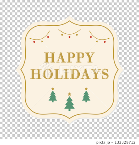 シンプルなクリスマスツリーとクラシックフレームのカードデザイン シンプルなクリスマスツリーとクラシックフレームのカードデザイン 132329712