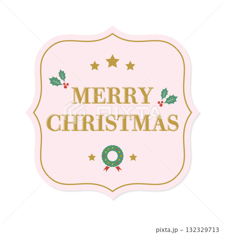 お洒落でかわいい赤のクラシックフレームのクリスマスデザイン お洒落でかわいい赤のクラシックフレームのクリスマスデザイン 132329713
