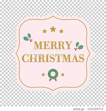 お洒落でかわいい赤のクラシックフレームのクリスマスデザイン お洒落でかわいい赤のクラシックフレームのクリスマスデザイン 132329713
