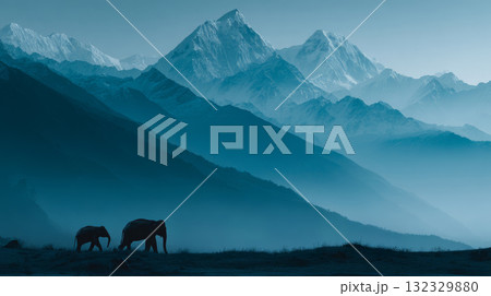 Halloween pumpkin glowing on dark path, spooky house in foggy forest, eerie atmosphere, autumn night, scary mood 132329880