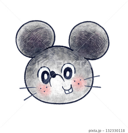 ねずみのデフォルメ顔ラスターイラスト ねずみのデフォルメ顔ラスターイラスト 132330118