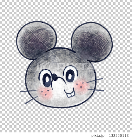 ねずみのデフォルメ顔ラスターイラスト ねずみのデフォルメ顔ラスターイラスト 132330118