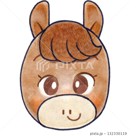 デフォルメの馬の顔ラスターイラスト デフォルメの馬の顔ラスターイラスト 132330119
