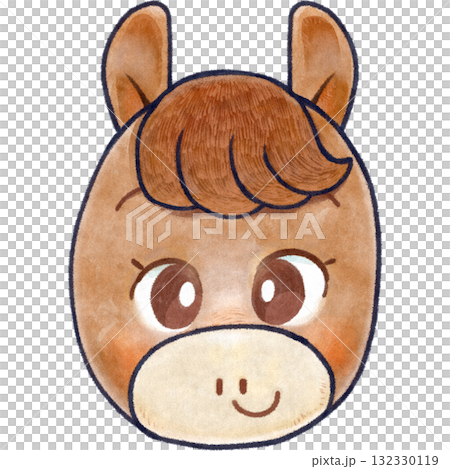 Deformed horse face raster illustration 132330119