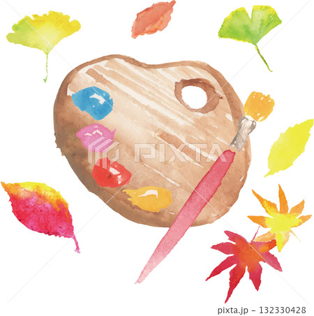 芸術の秋、パレットと絵の具のイラスト ベクター 芸術の秋、パレットと絵の具のイラスト ベクター 132330428