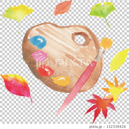 芸術の秋、パレットと絵の具のイラスト ベクター 芸術の秋、パレットと絵の具のイラスト ベクター 132330428
