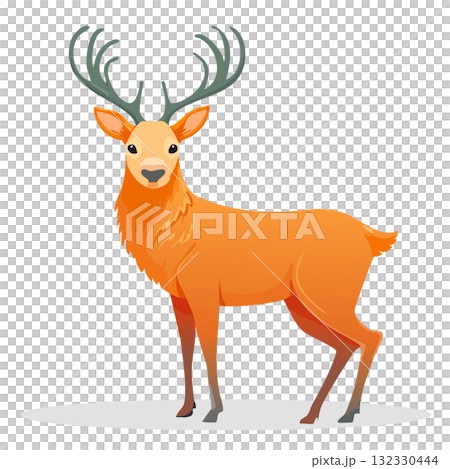 Christmas deer vector illustration - reindeer with antlers holiday design 132330444