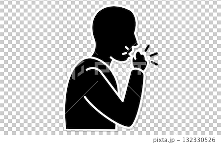 咳嗽的人的線條畫插圖圖標 132330526