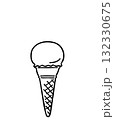 シンプルな手描きのアイスクリーム（シングル）の線画イラスト 132330675