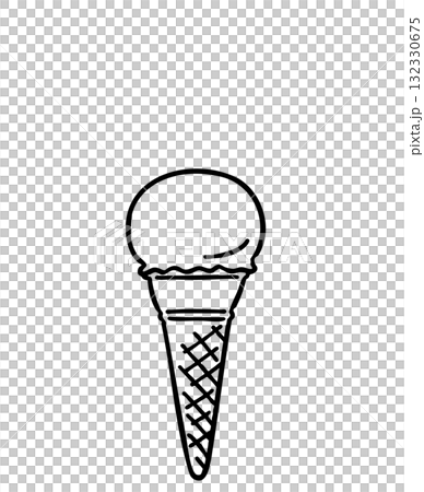 シンプルな手描きのアイスクリーム(シングル)の線画イラスト シンプルな手描きのアイスクリーム(シングル)の線画イラスト 132330675