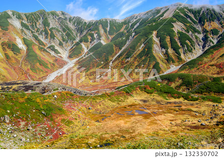立山黒部アルペンルート 紅葉する室堂平を歩く 富山県 立山黒部アルペンルート 紅葉する室堂平を歩く 富山県 132330702