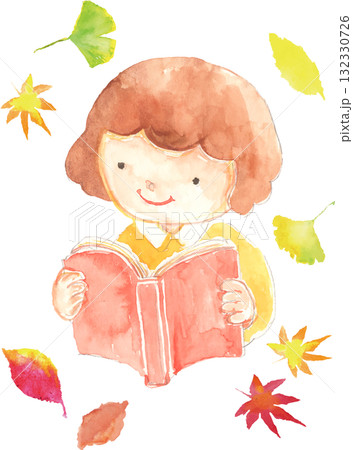 読書の秋 本を読む女の子のイラスト ベクター 読書の秋 本を読む女の子のイラスト ベクター 132330726